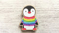 Rainbow Penguin Wooden Magnet