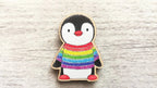 Rainbow Penguin Wooden Magnet