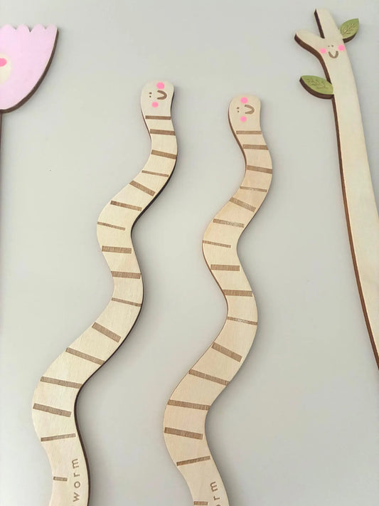 Wooden Bookworm Bookmark