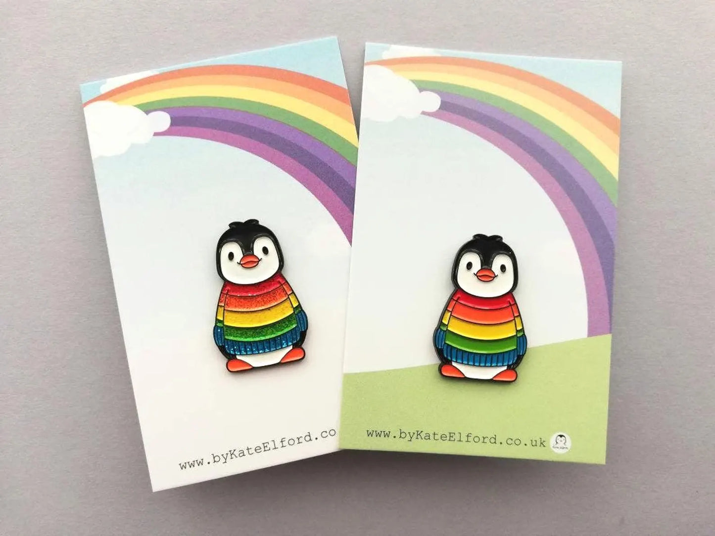 Rainbow Penguin Pin - Glitter or Gloss Available