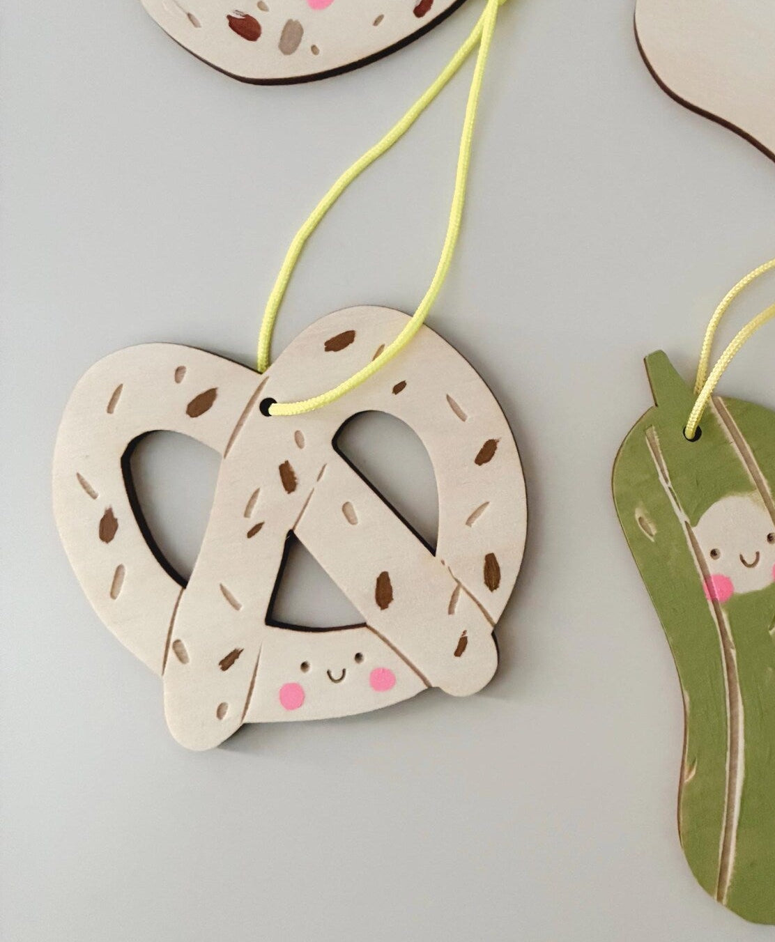 Happy Pretzel Wooden Decoration