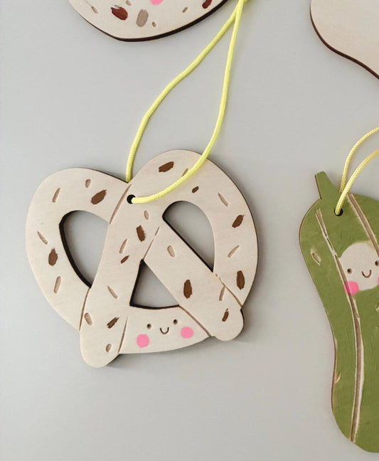 Happy Pretzel Wooden Decoration