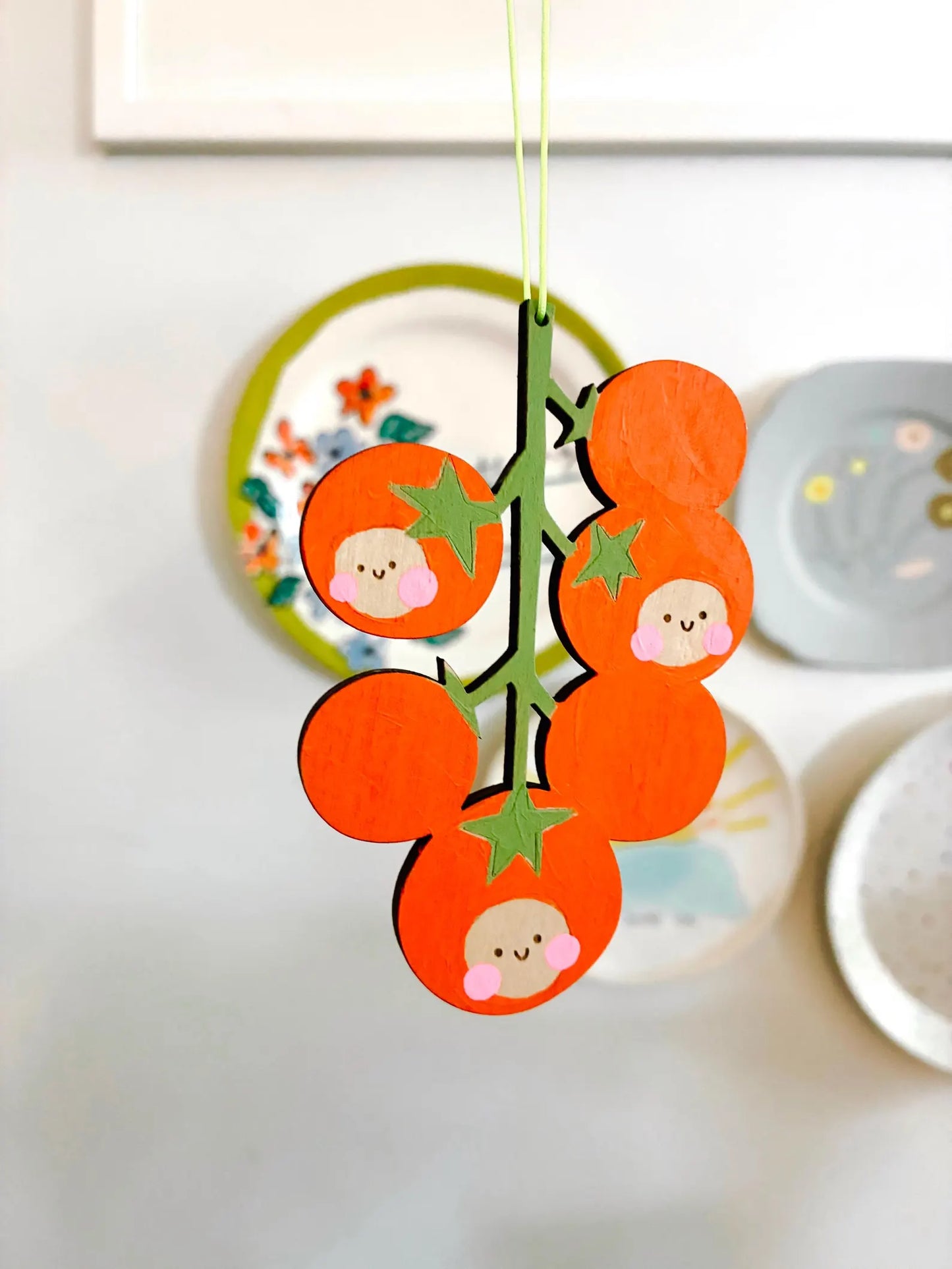 Smiley Tomatoes Wooden Decoration