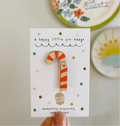 Smiley Candy Cane Pin Badge