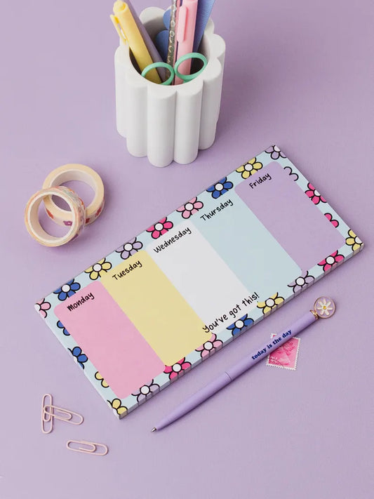 Cute Flower Week Planner Notepad