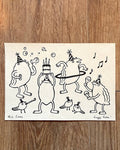 Froggy Fiesta A5 Lino Print