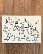 Froggy Fiesta A5 Lino Print