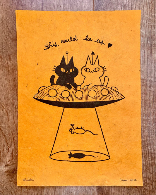 Cosmic Love A4 Lino Print