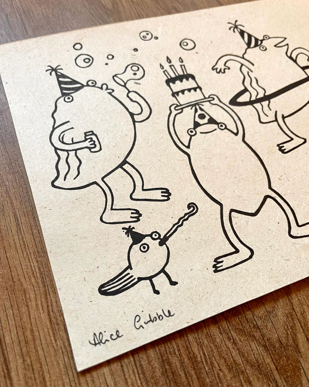 Froggy Fiesta A5 Lino Print