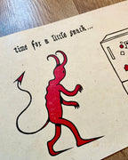 Snack Devil A5 Lino Print