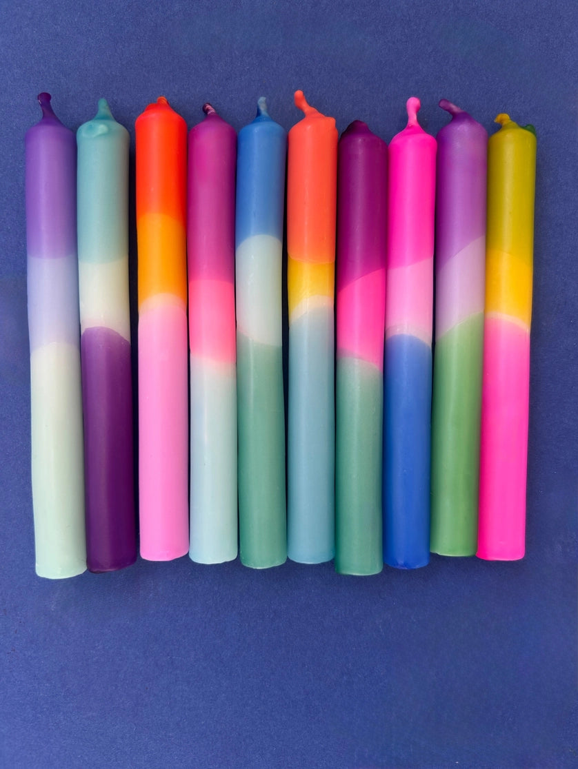 Mini Dip Dye Candles - Set Of 10