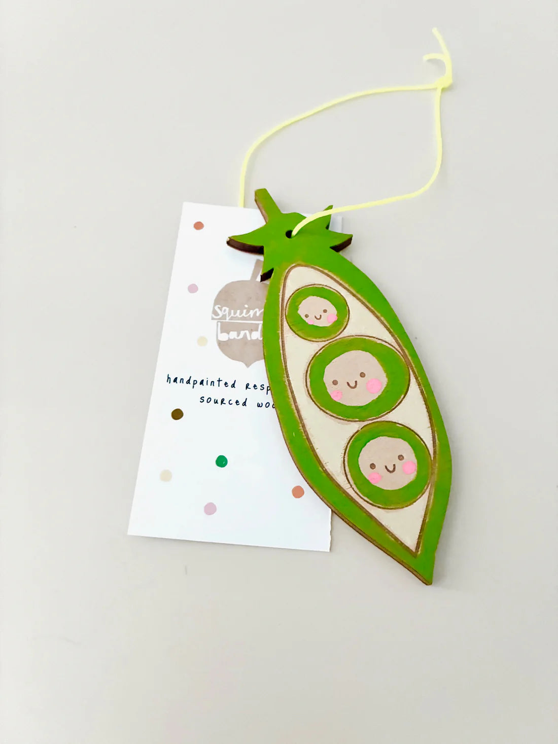 Hand Painted Peapod Wooden Decoration