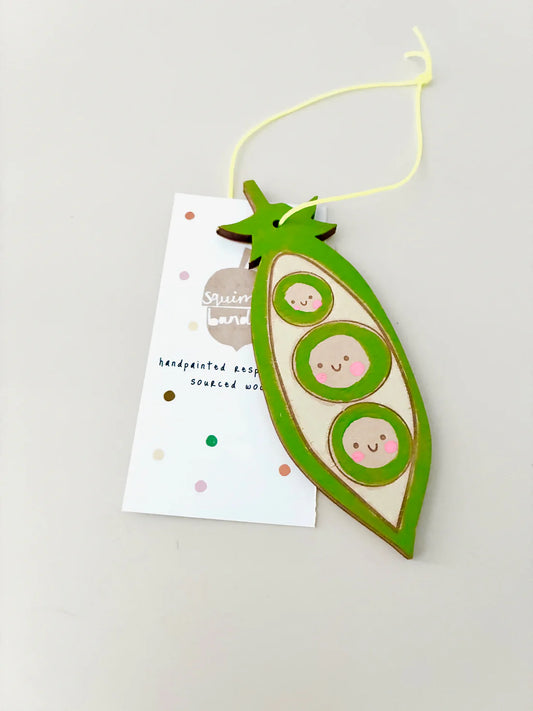 Hand Painted Peapod Wooden Decoration