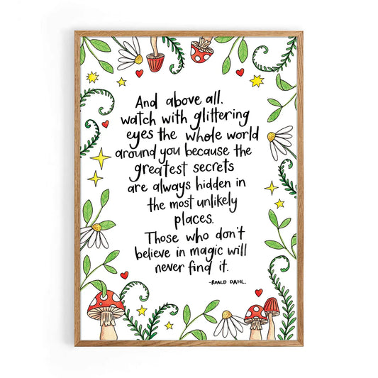 Roald Dahl Magic Quote A4 Print