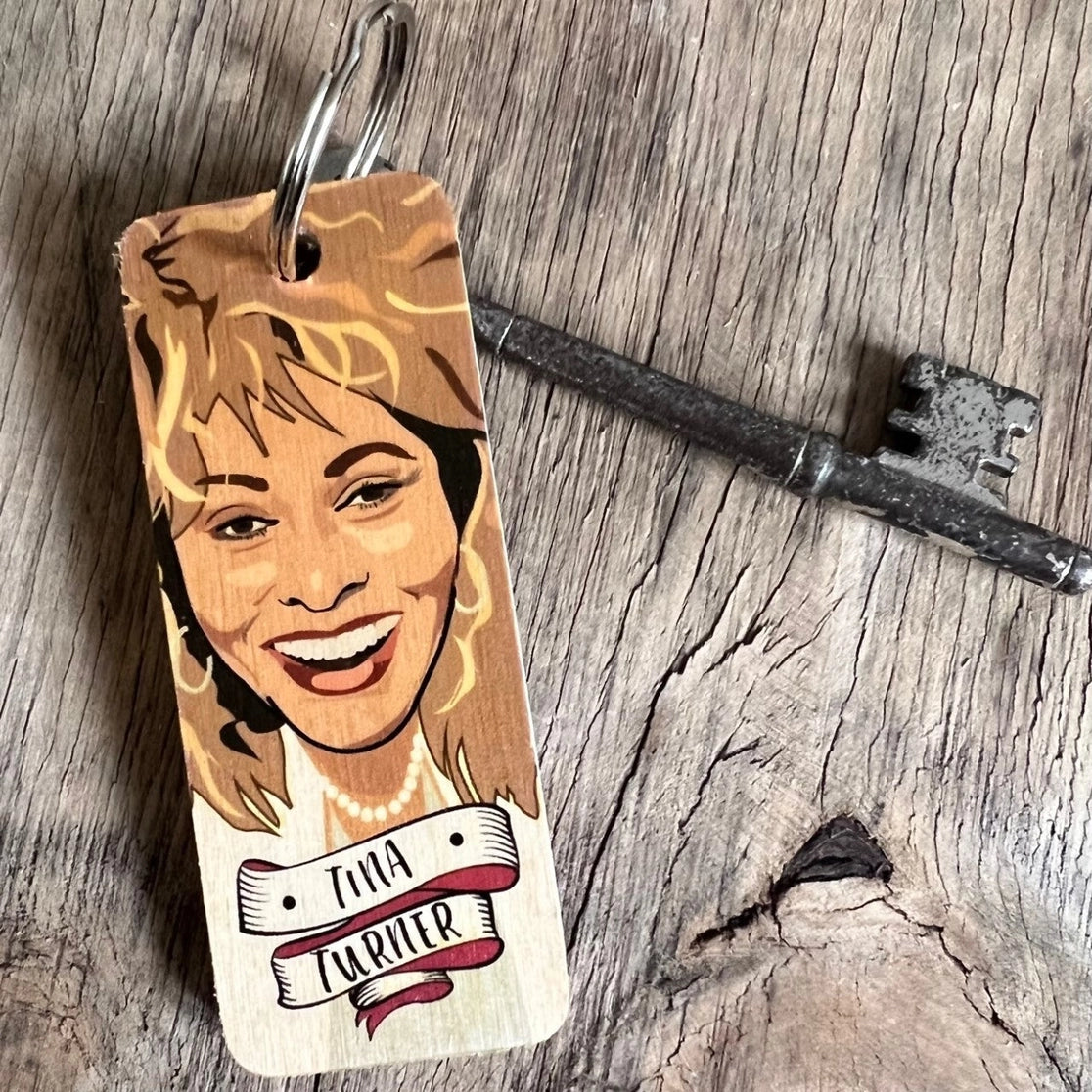 Tina Turner Wooden Keyring