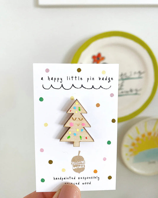 Smiley Christmas Tree Pin Badge - 2 Styles To choose From