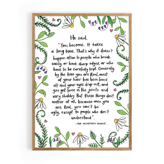 Velveteen Rabbit Quote A4 Print