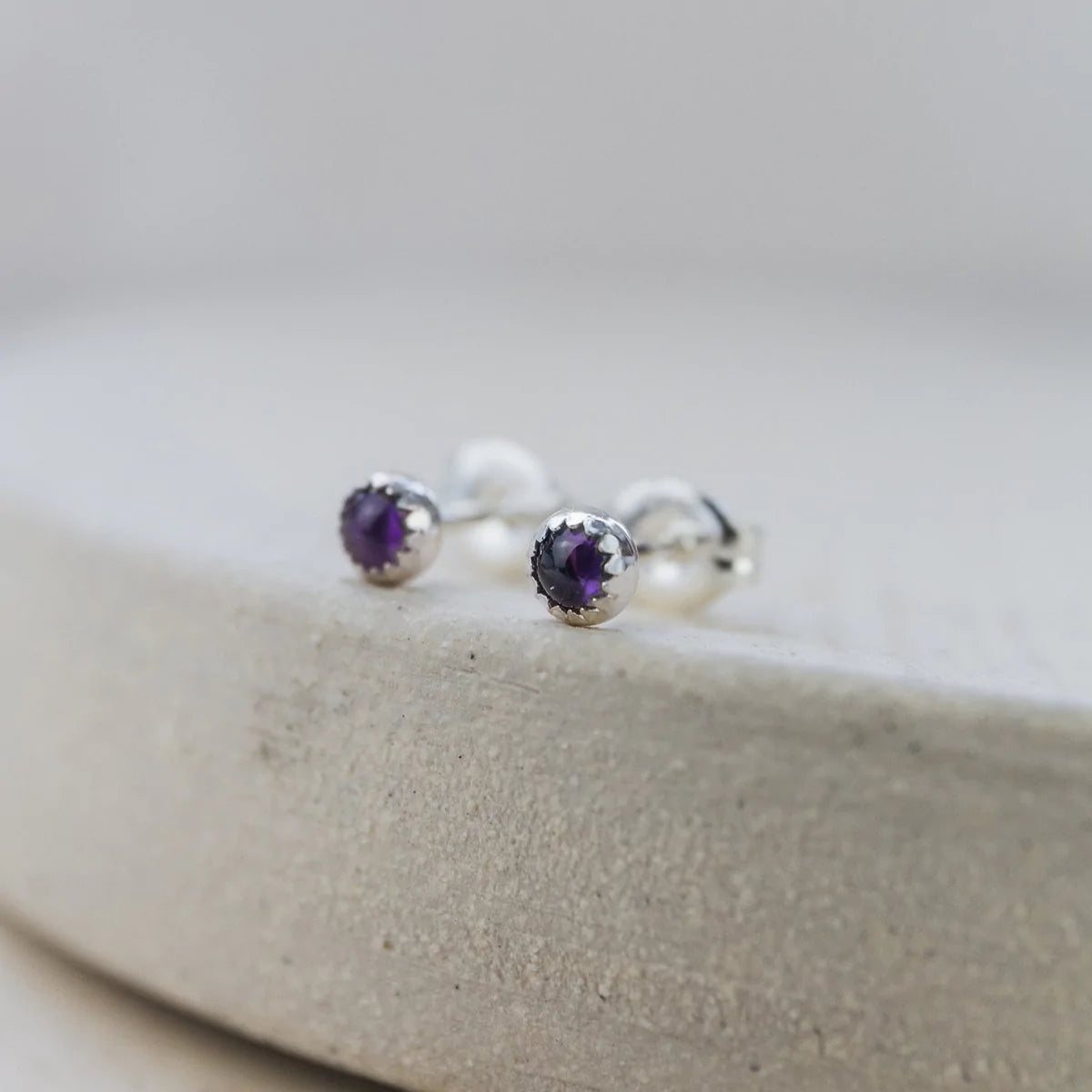 Sterling Silver Mini Studs with Semi Precious Stones
