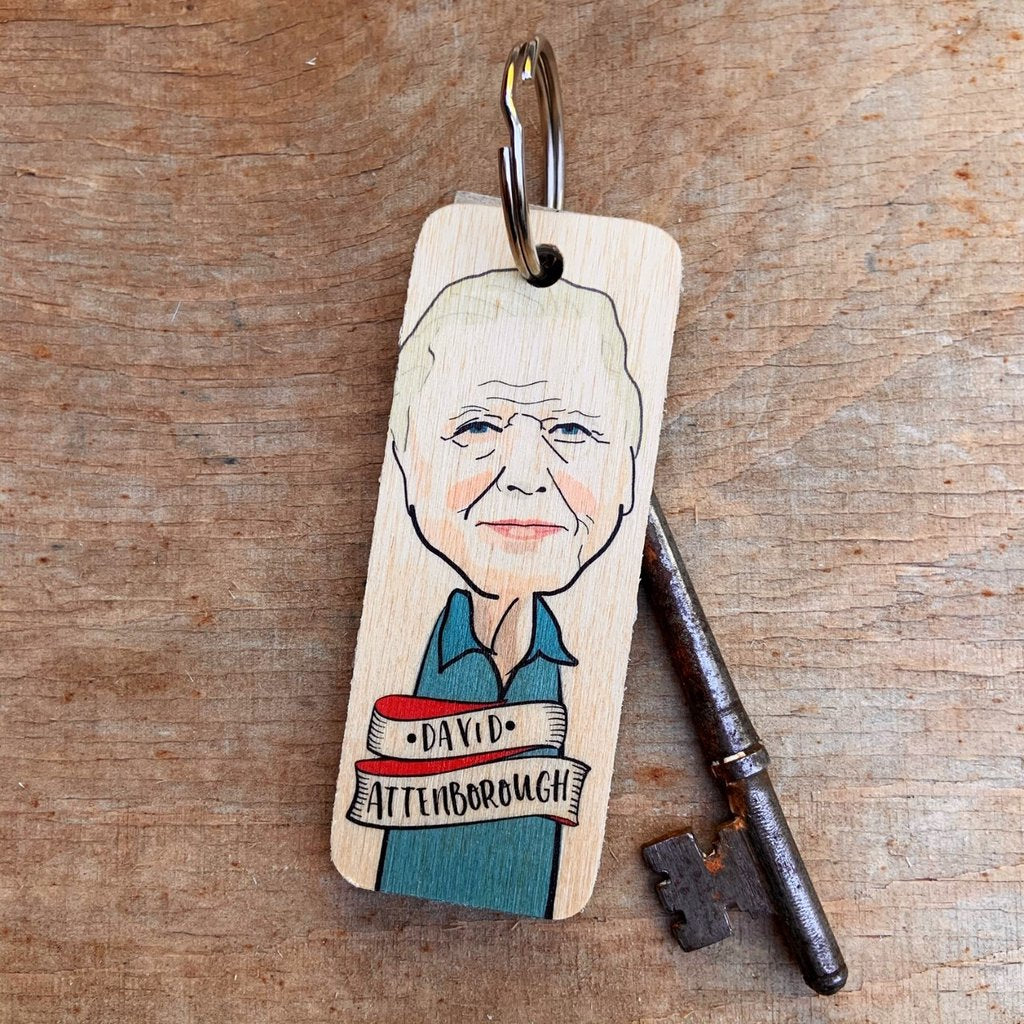 David Attenborough Wooden Keyring