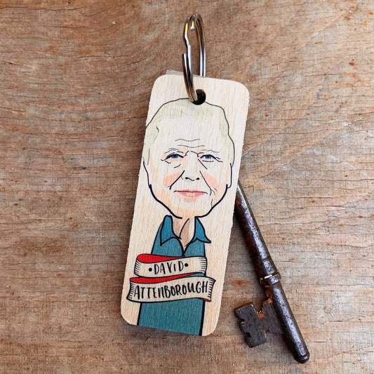 David Attenborough Wooden Keyring