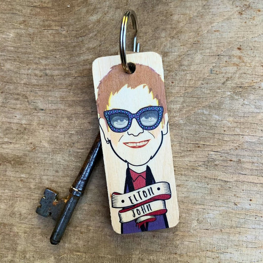 Elton John Wooden Keyring