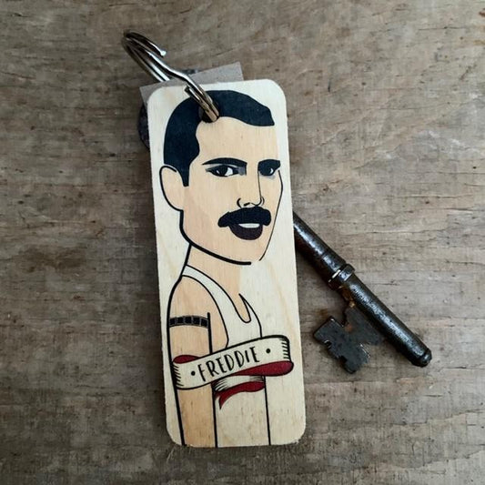 Freddie Mercury Wooden Keyring