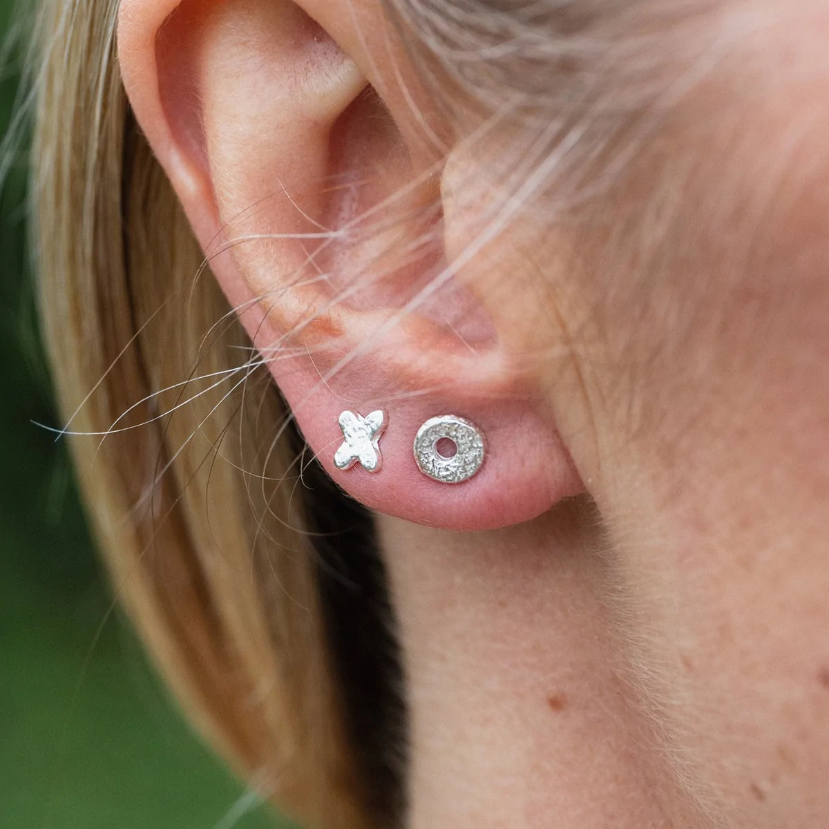 Hugs & Kisses Sterling Silver Mini Stud Earrings
