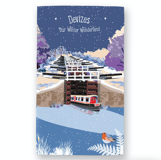 Devizes Caen Hill Locks Christmas Tea Towel