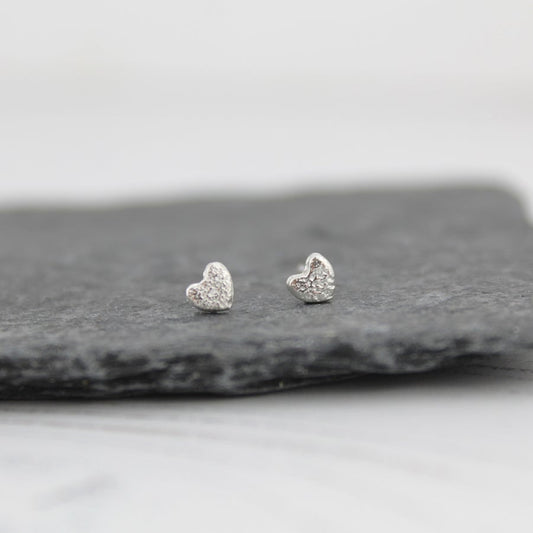 Heart Sterling Silver Mini Stud Earrings