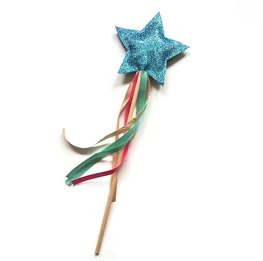 Blue Glitter Wand with ribbon tassels from A is for Alice at Beezes and Little Bs