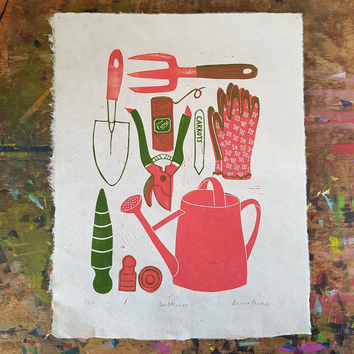 Cultivate Original Linocut Print