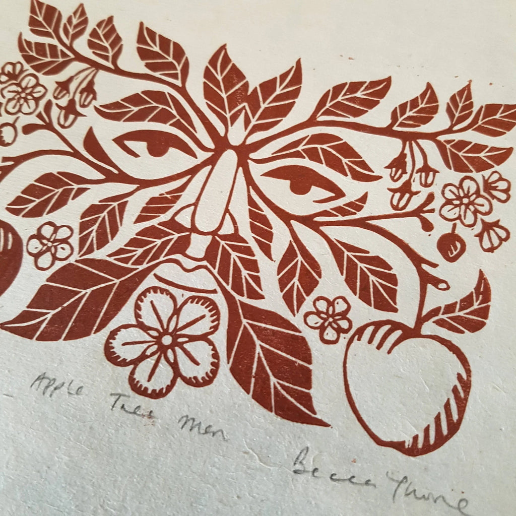 Apple Tree Man Original Linocut Print