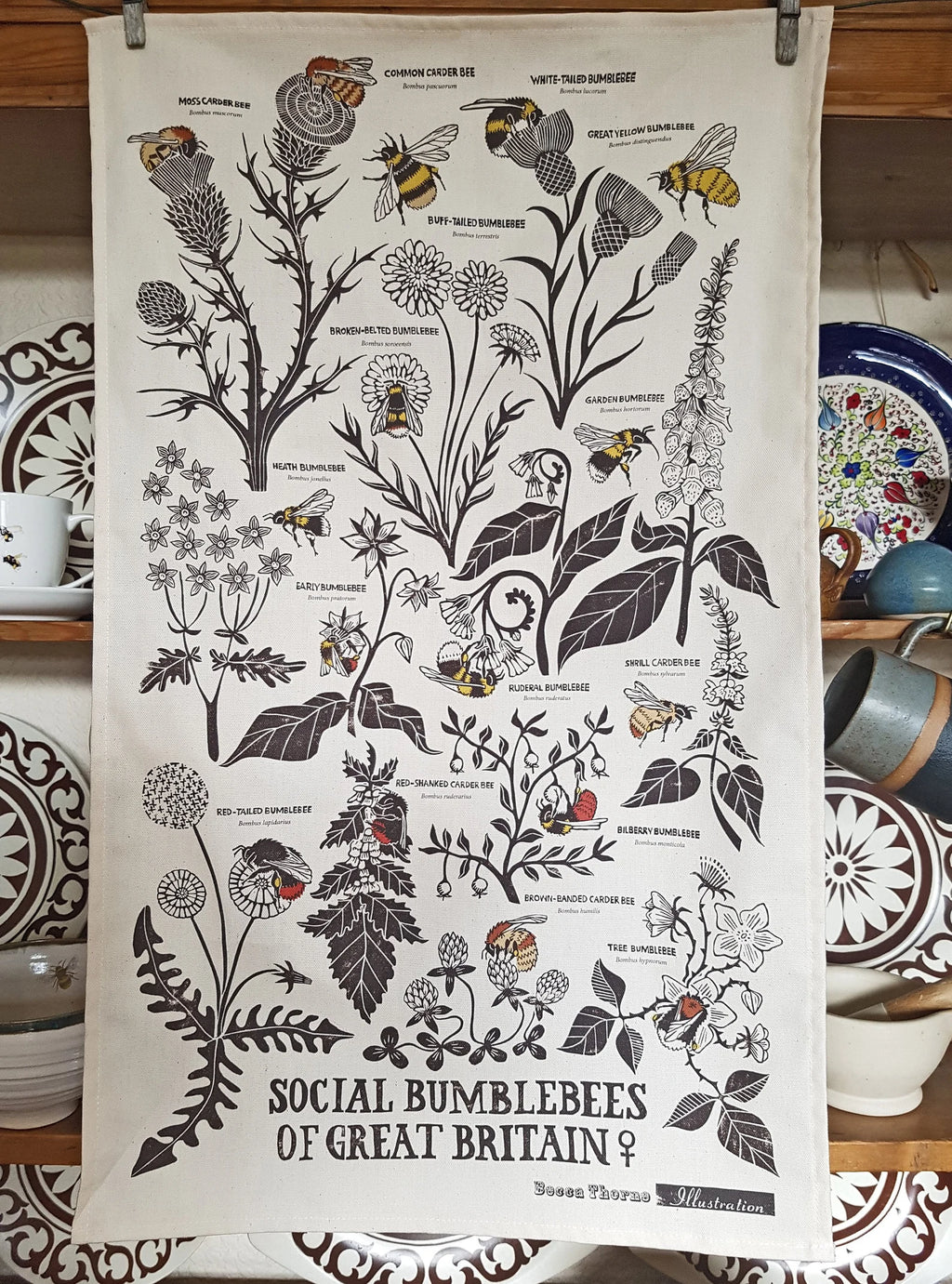 Bumblebees Tea Towel