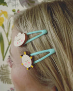 Smiley sunshine and cloud handpainted wooden hairclips