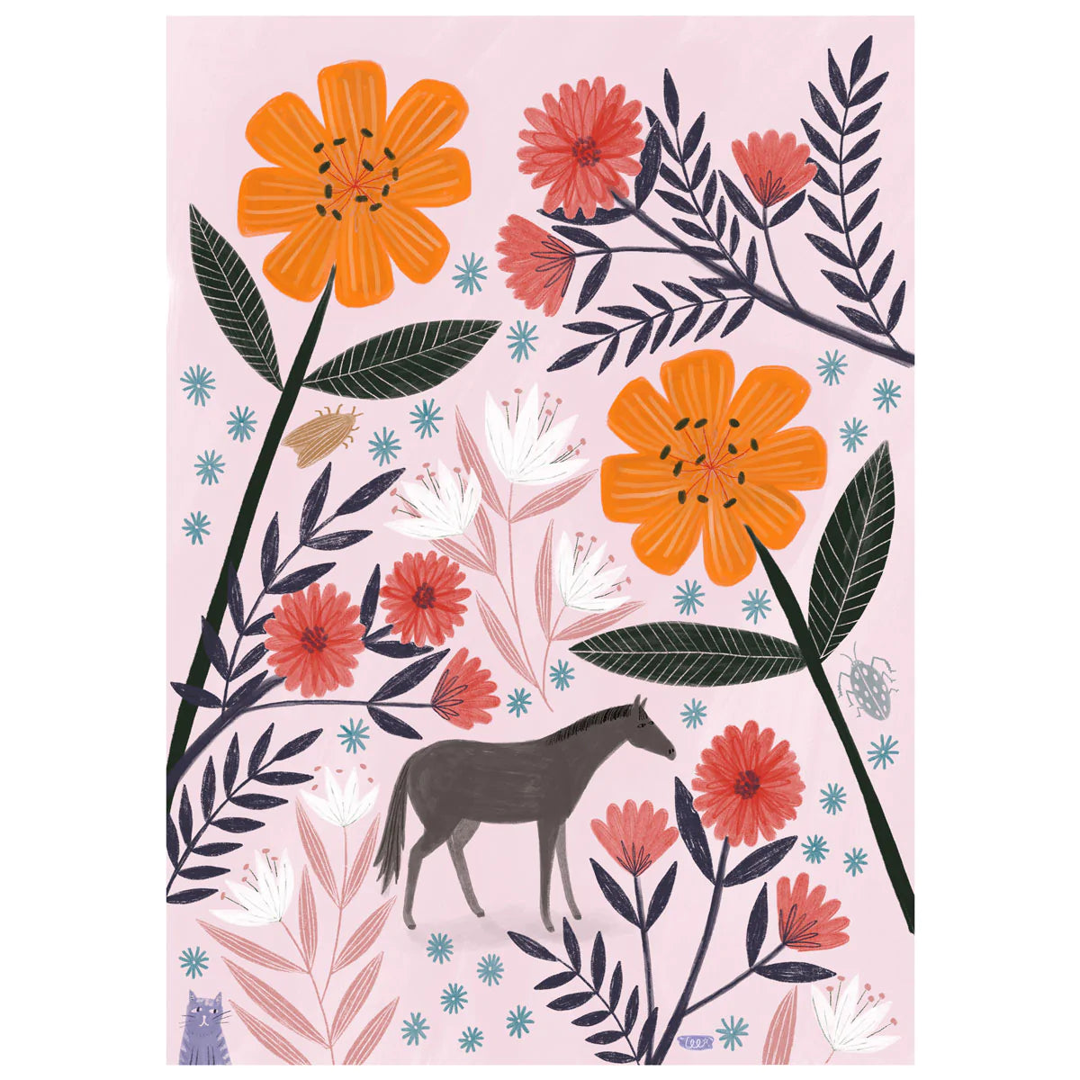 Tiny Horse or Large Flowers? Bonbi Forest Print