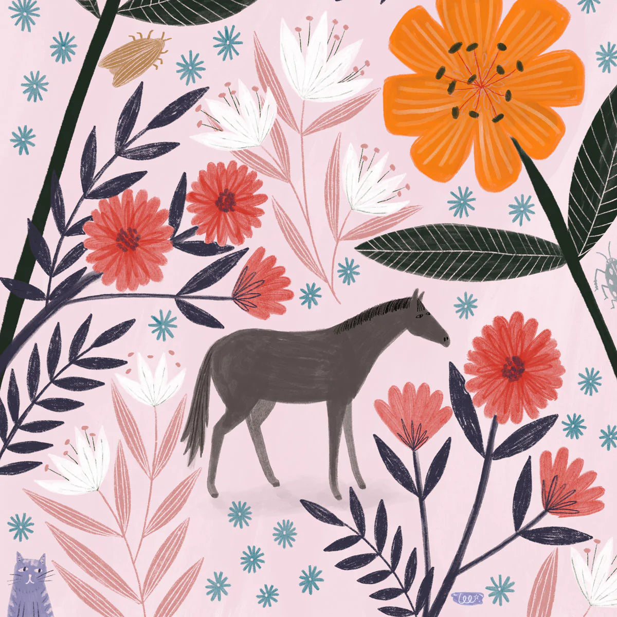 Tiny Horse or Large Flowers? Bonbi Forest Print