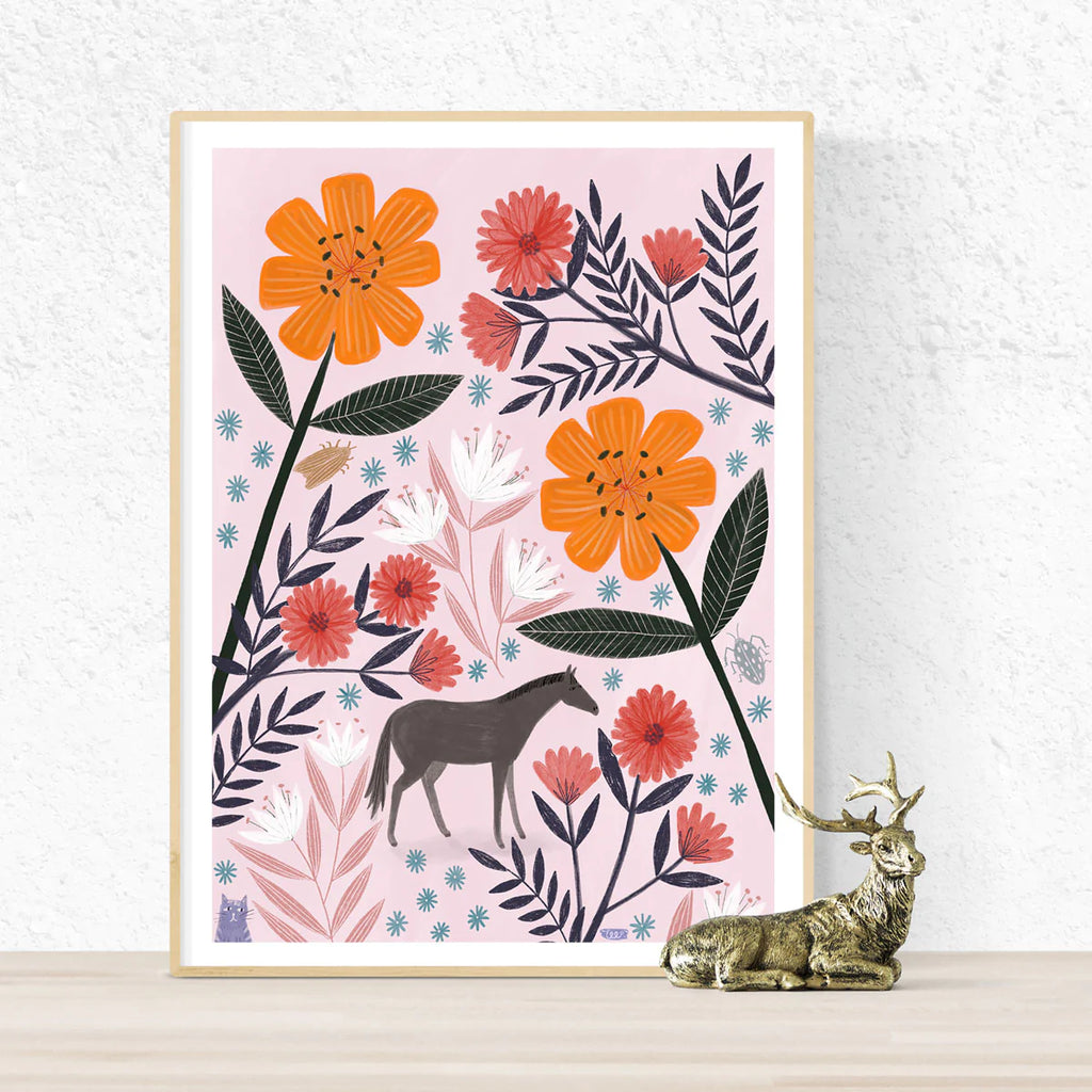 Tiny Horse or Large Flowers? Bonbi Forest Print A4