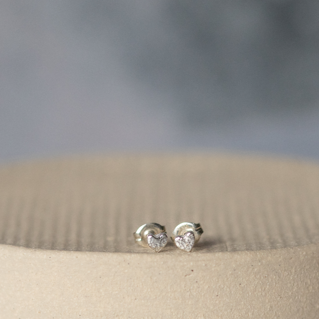 Heart Sterling Silver Mini Stud Earrings