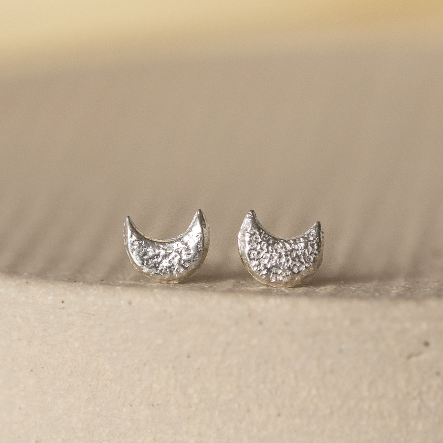 Moon Sterling Silver Mini Stud Earrings