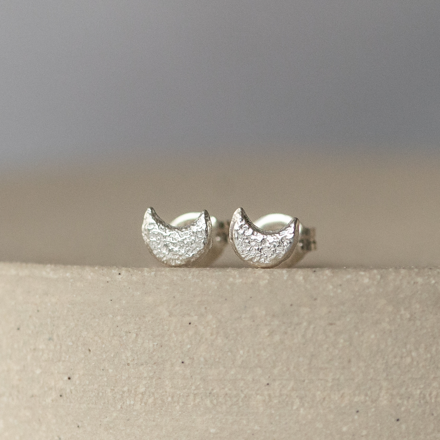 Moon Sterling Silver Mini Stud Earrings