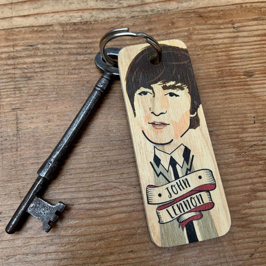 John Lennon Wooden Keyring